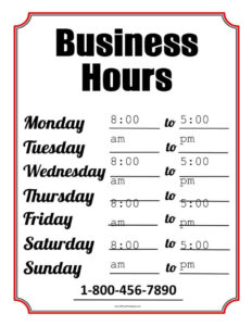 Business Hours Template 001