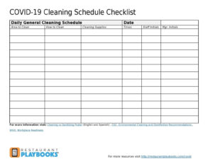 COVID-19 Cleaning Schedule Checklist Template