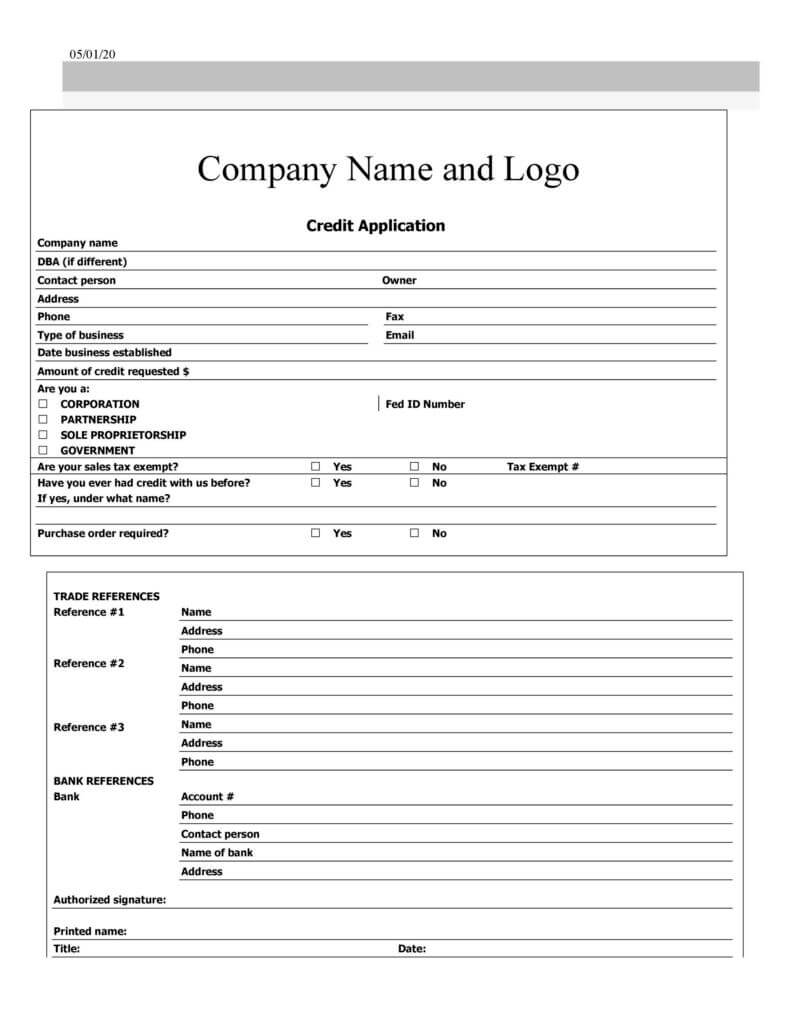 Credit Application Form Template 004