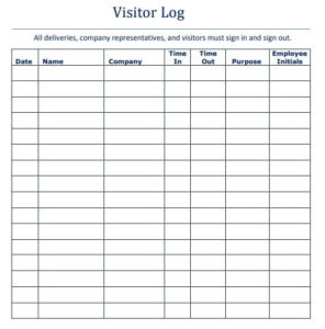 Customizable Visitor Log Template