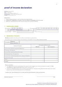 Proof of Income Declaration Template
