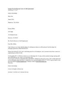 Proof of Income Letter Template of Self-employment