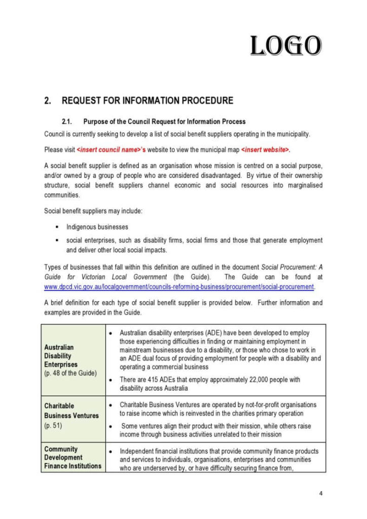 Request For Information Procedure Template