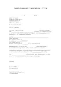 Sample Income Verification Letter Template