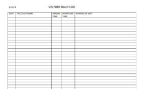 Visitors Daily Log Template