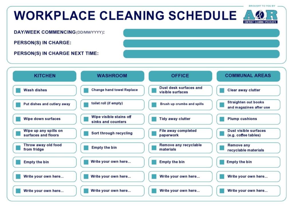 Workplace Cleaning Schedule Template 
