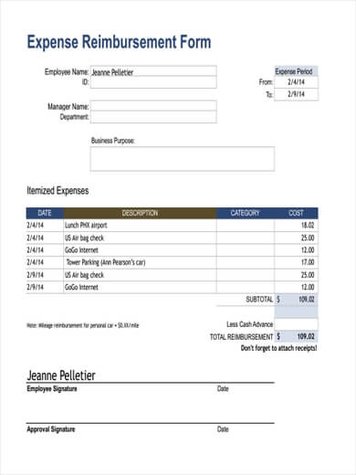 Expense Reimbursement Form Template 001
