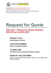 Request For Quote Fillable Template