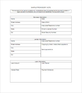 Sample Promissory Note Template