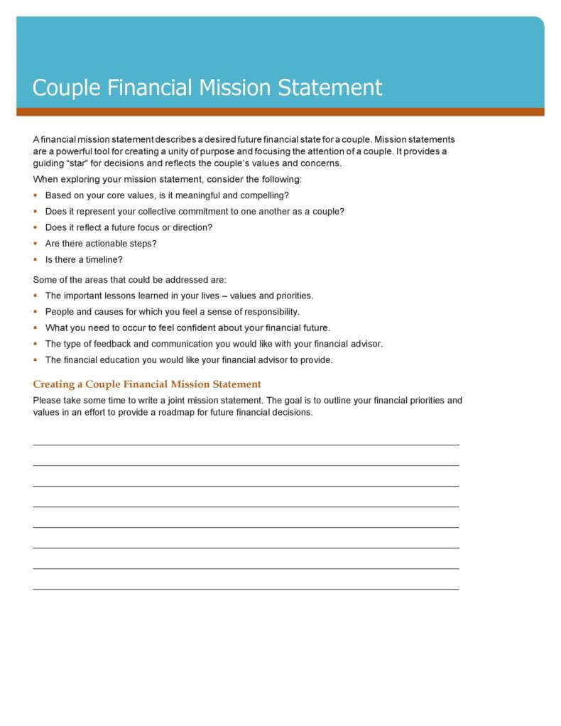 Couple Financial Mission Statement Template