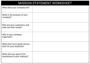 Fillable Mission Statement Worksheet Template
