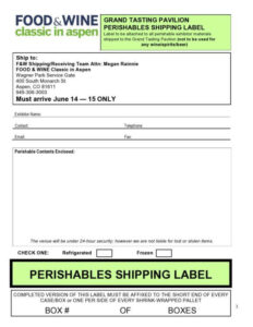 Perishables Shipping Label Template