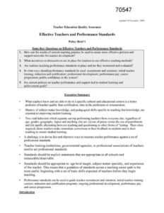 Policy Brief Teachers And Performance Standards Template