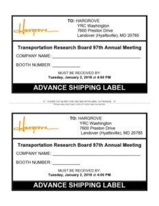 Sample Advance Shipping Label Template