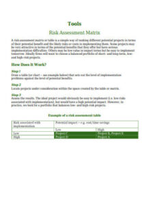 Tools Risk Assessment Matrix Template