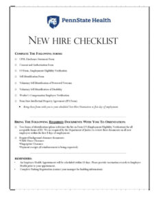 New Hire Editable Checklist Template