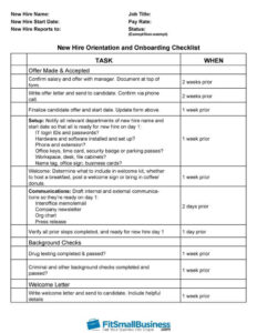 New Hire Orientation And Onboarding Checklist Template