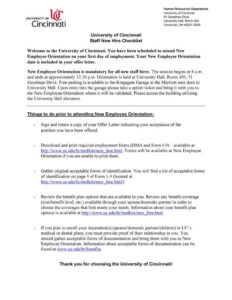 Staff New Hire Checklist Template