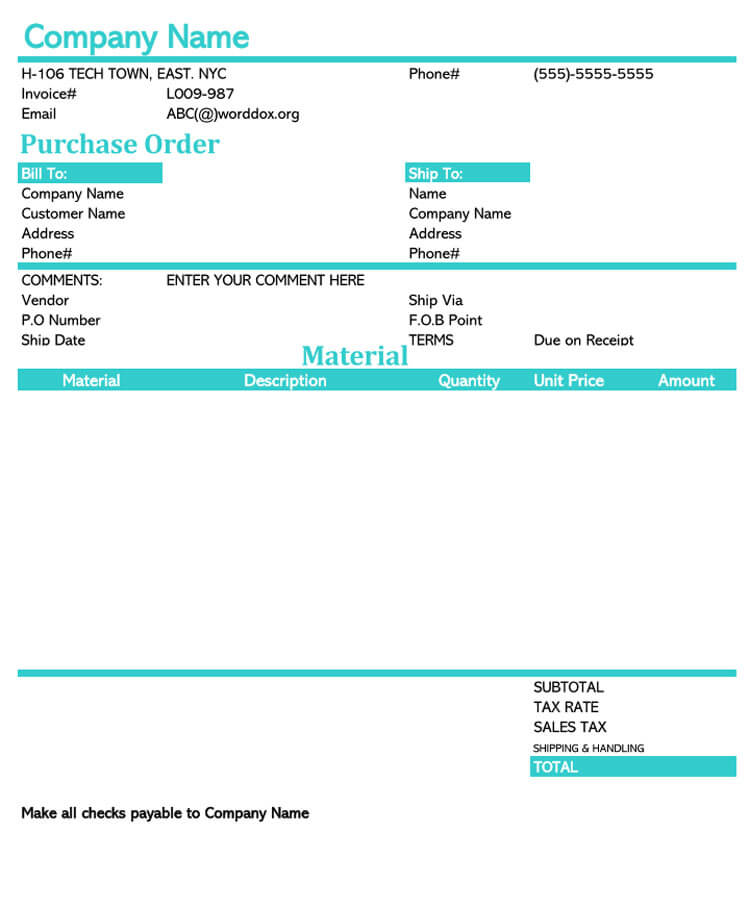 Purchase Order Simple Template