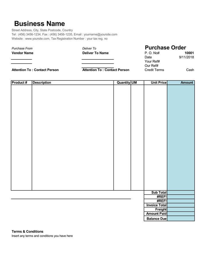 Purchase Order Template 002