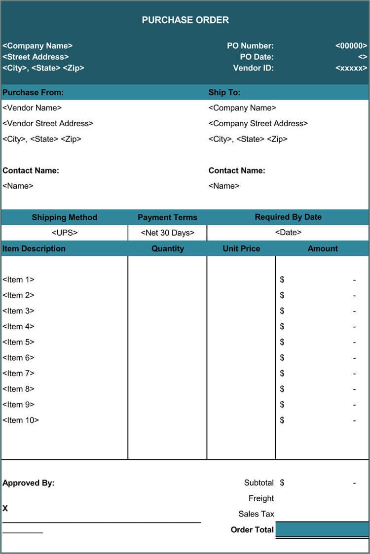 Simple Purchase Order Template