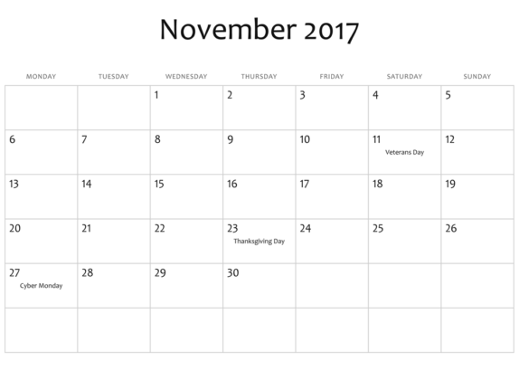 November 2017 Calendar Download November 2017 Calendar templates