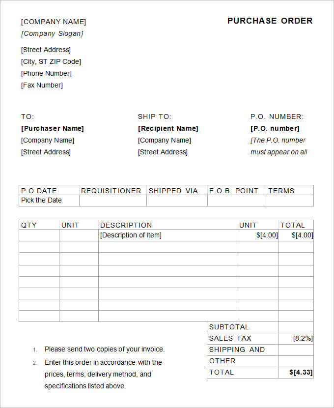 13+ Sample purchase order format in Excel, PDF and Doc