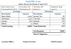 salary slip format simple salary slip format