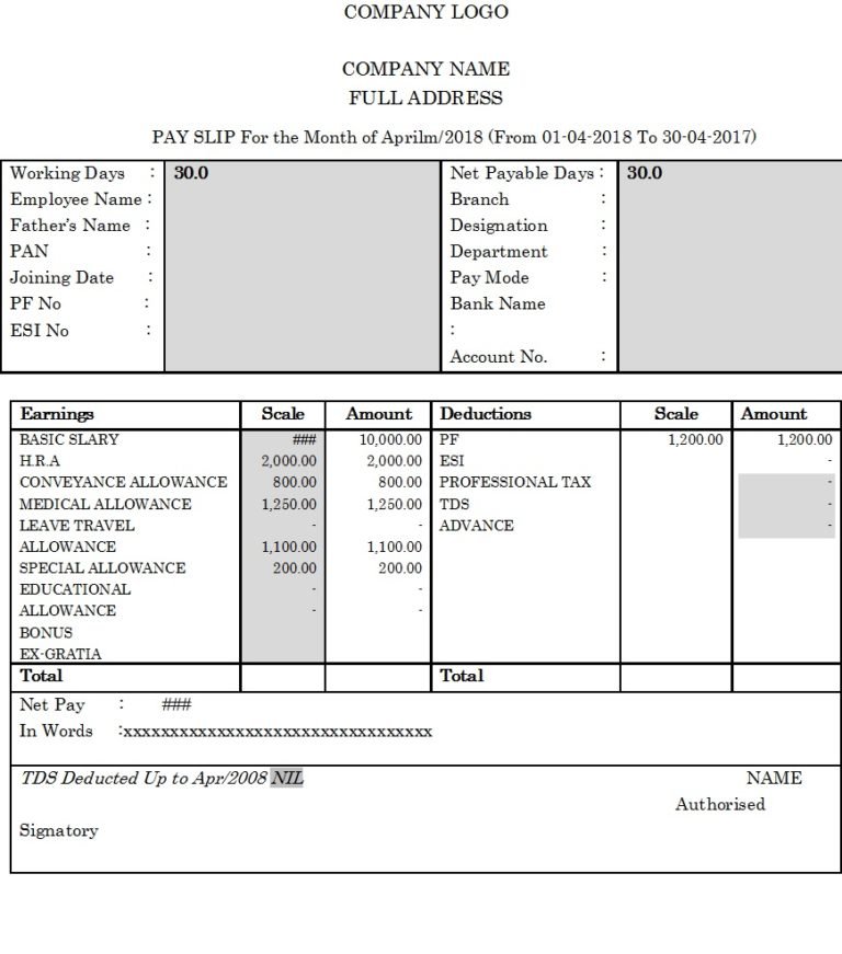 Salary Slip Format | 40+ FREE Excel And Word Templates