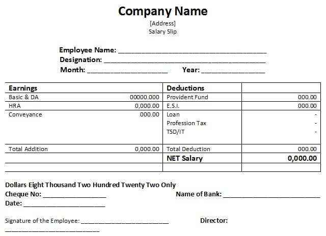 salary slip format download