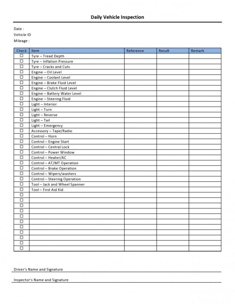 23 Vehicle Checklist Templates In PDF MS Word Excel