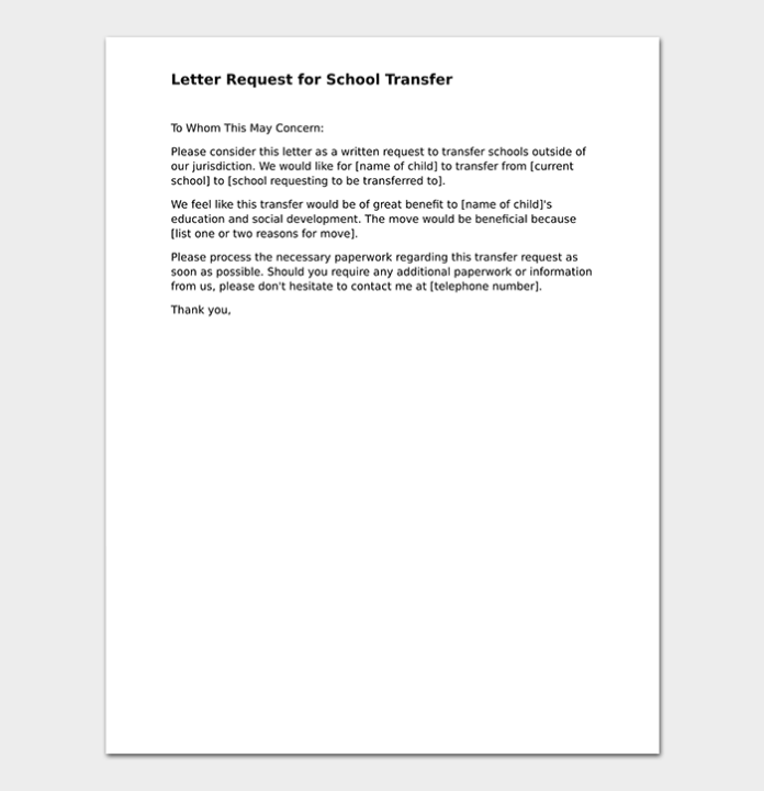 23+ School Transfer Letter | Free Sample And Format