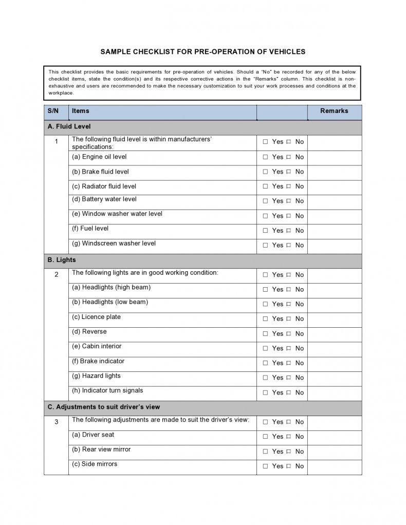 23 Vehicle Checklist Templates In PDF MS Word Excel