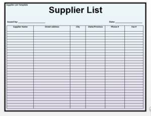 16+free Supplier (vendor) List Templates In Pdf, Word, Excel