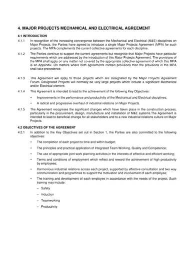 Electrical Agreement Contract Template For Major Construction Projects Template 