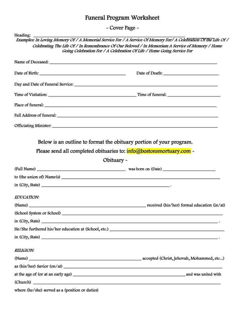 order of service funeral template word