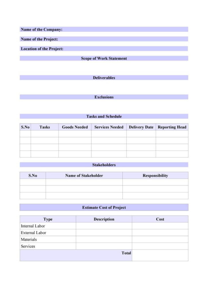 Company Scope of Work Template