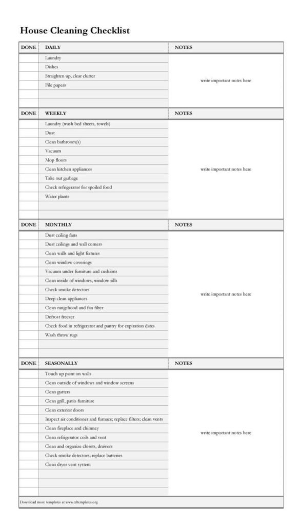 30+ House Cleaning Checklist Templates (FREE Printables)
