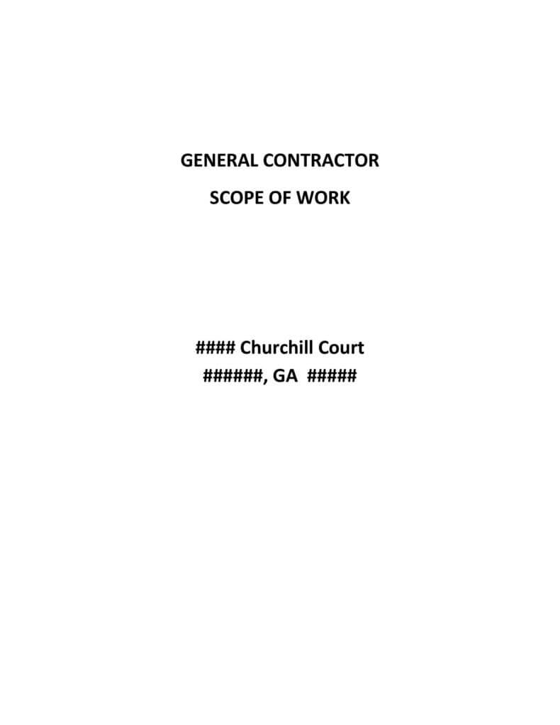 General Contractor Scope of Work Template