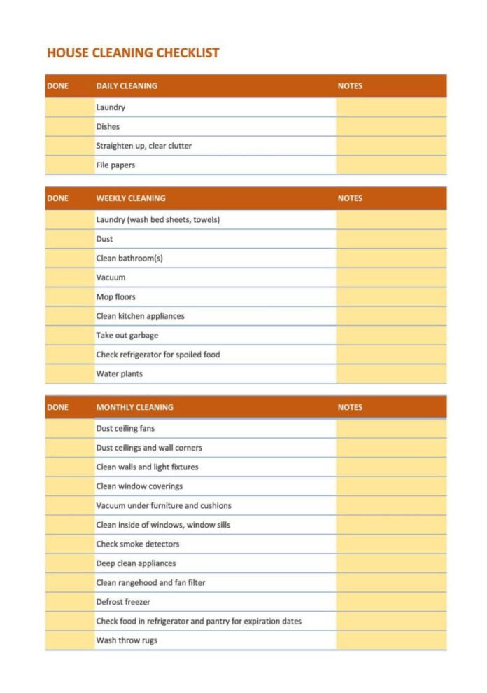 30+ House Cleaning Checklist Templates (free Printables)