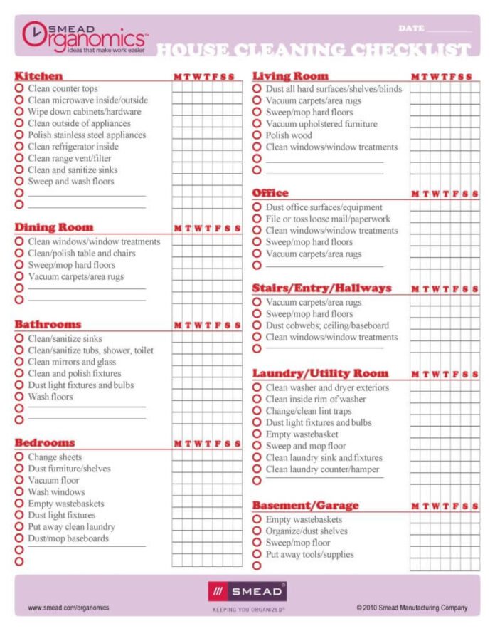 30+ House Cleaning Checklist Templates (FREE Printables)
