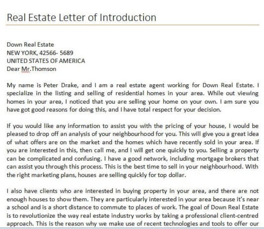 Real Estate Letter of Introduction
