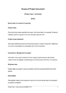 Scope of Project Document Template