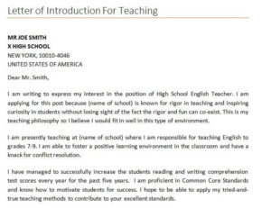 Teaching Letter of Introduction Template