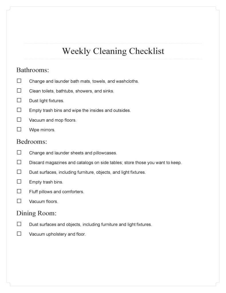 30+ House Cleaning Checklist Templates (FREE Printables)