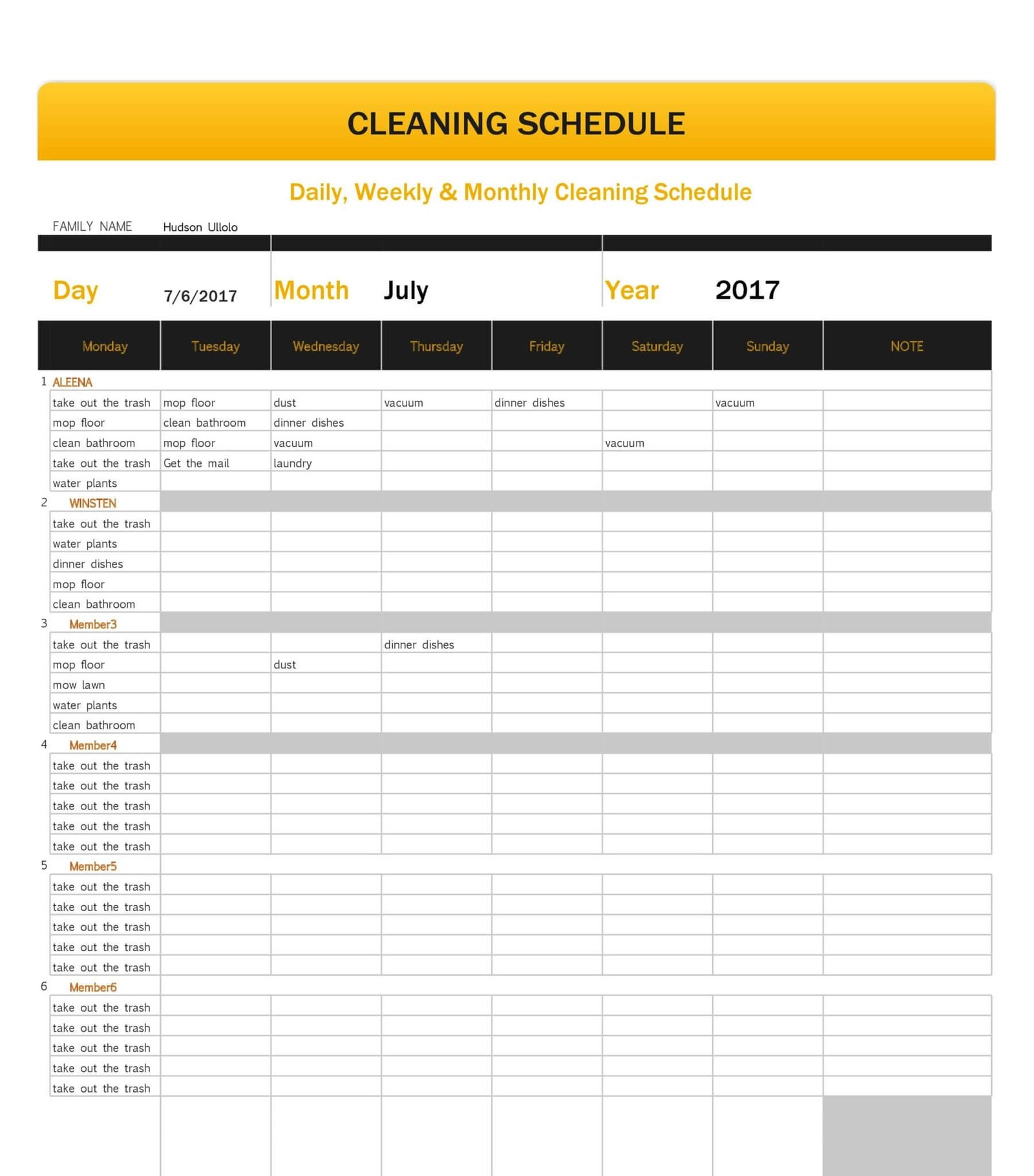 28+ FREE Printable Cleaning Schedule Templates (Word, Excel & PDF)