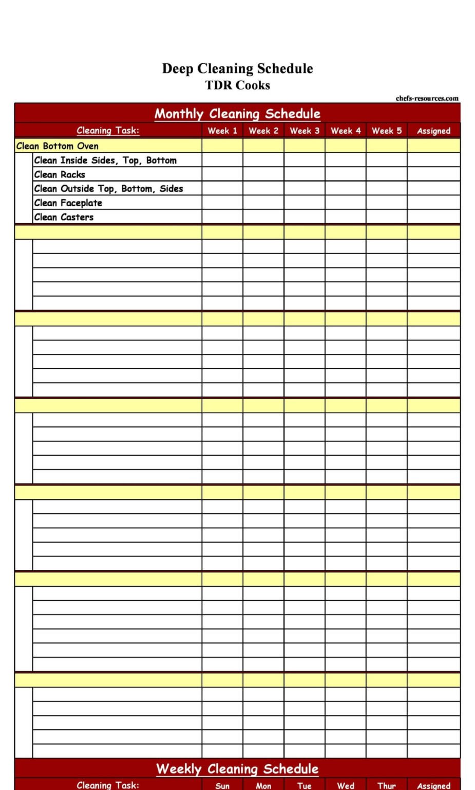 28 FREE Printable Cleaning Schedule Templates Word Excel PDF 