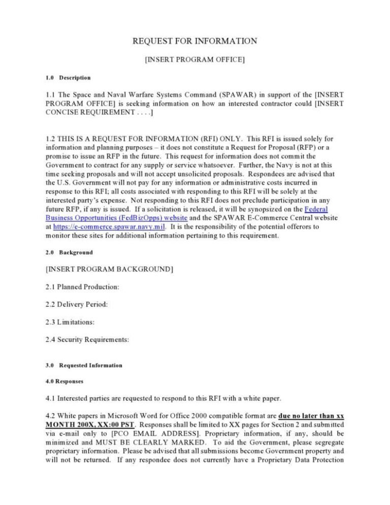 35+ Request For Information Templates | Sample (RFI) Forms