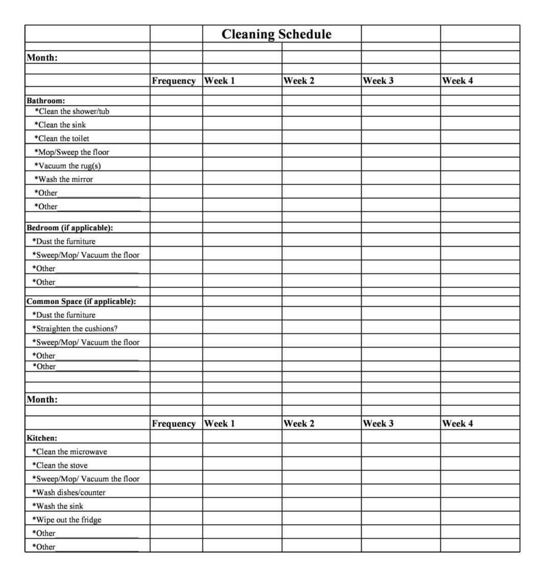 28+ FREE Printable Cleaning Schedule Templates (Word, Excel & PDF)