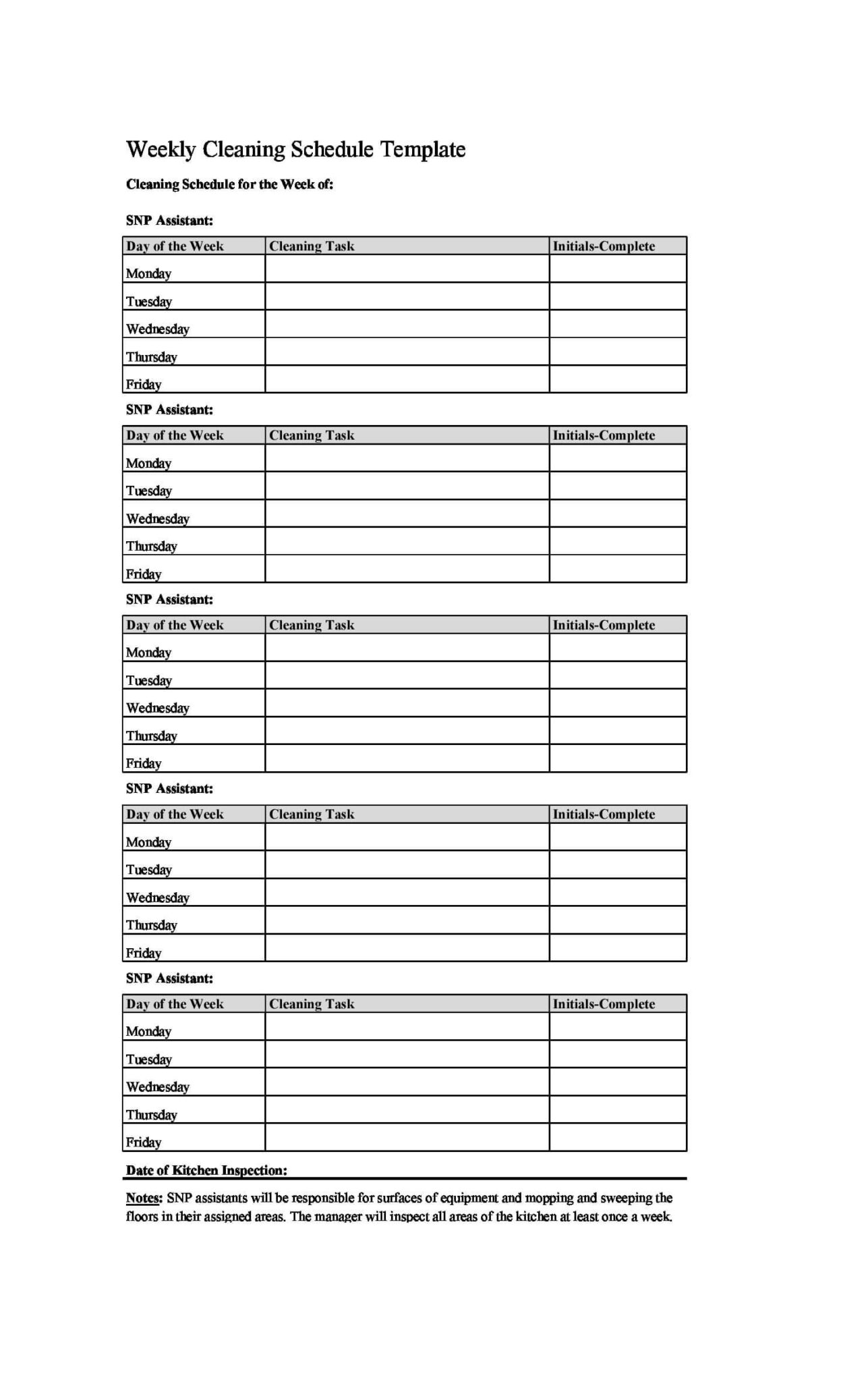 28+ FREE Printable Cleaning Schedule Templates (Word, Excel & PDF)